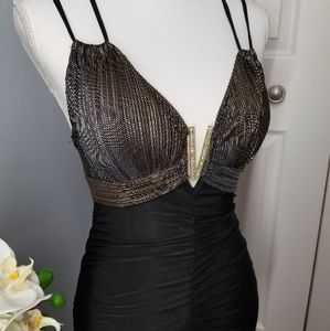 A'GACI Mini Black/Gold Dress Size S